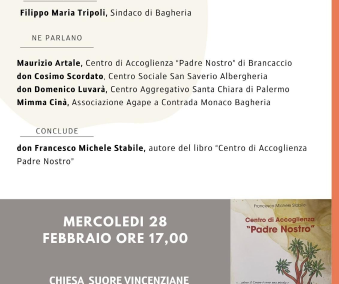 Präsentation des Buches: „Padre Nostro Reception Centre“ von Don Francesco Michele Stabile in der Kirche der Vinzentinerinnen im Palazzo Butera – Mittwoch, 28. Februar um 17.00 Uhr.
