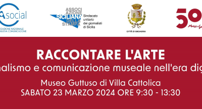 In Bagheria Assostampa, Municipality and Pa Social tell the story of art. Journalism and museum communication in the digital age – Saturday, March 23, 2024 at 09:30 a.m. at the Guttuso Museum.