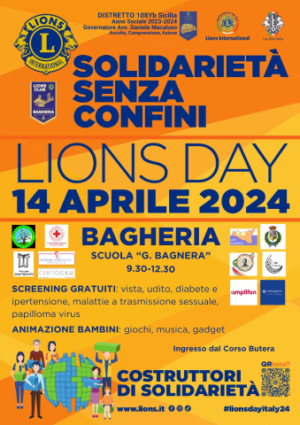LIONS DAY 2024 a Bagheria. Screening gratuiti e animazione per bambini presso la Scuola Primaria “Giuseppe Bagnera” – Domenica 14 aprile 2024